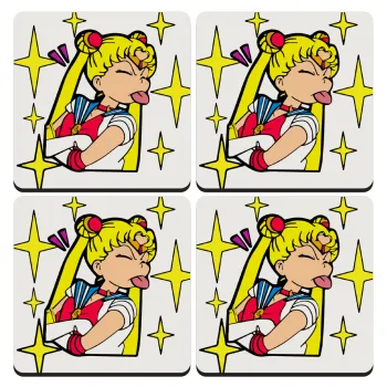 Sailor Moon, ΣΕΤ 4 Σουβέρ ξύλινα τετράγωνα (9cm)