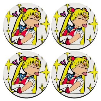 Sailor Moon, ΣΕΤ 4 Σουβέρ ξύλινα στρογγυλά (9cm)