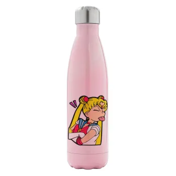 Sailor Moon, Metal mug thermos Pink Iridiscent (Stainless steel), double wall, 500ml