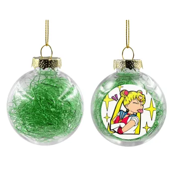 Sailor Moon, Transparent Christmas tree ball ornament with green filling 8cm