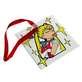 Sailor Moon, Στολίδι Χριστουγεννιάτικο στολίδι γυάλινο τετράγωνο 9x9cm