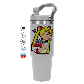 Sailor Moon, GREY color, 890ml (30oz) stainless Steel Tumbler with Handle
