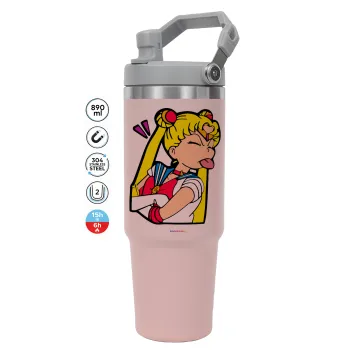 Sailor Moon, Pink color, 890ml (30oz) stainless Steel Tumbler with Handle