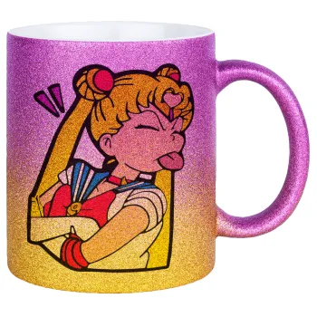 Sailor Moon, Κούπα Χρυσή/Ροζ Glitter, κεραμική, 330ml