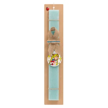 Sailor Moon, Easter Set, wooden keychain & aromatic flat Easter candle (30cm) (TURQUOISE)
