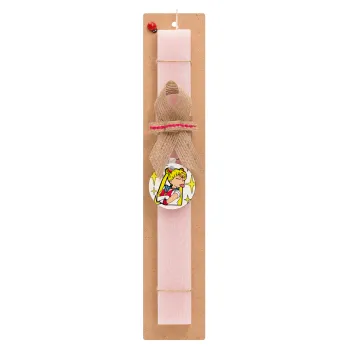 Sailor Moon, Easter Set, wooden keychain & scented flat Easter candle (30cm) (PINK)