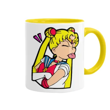 Sailor Moon, Κούπα χρωματιστή κίτρινη, κεραμική, 330ml