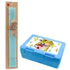 Easter Set, children's snack container BLUE & Easter aromatic flat candle (30cm) (TURQUOISE)