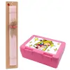 Easter Set, children's snack container PINK & scented flat Easter candle (30cm) (PINK)
