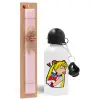Easter Set, metallic aluminum bottle (500ml) & aromatic flat Easter candle (30cm) (PINK)