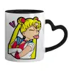 Mug heart black handle, ceramic, 330ml