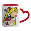 Mug heart red handle, ceramic, 330ml