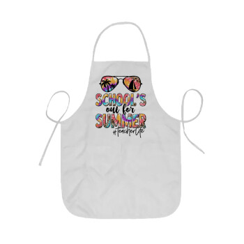 School's Out For Summer Teacher Life, Ποδιά Σεφ ολόσωμη κοντή  Παιδική (44x62cm)