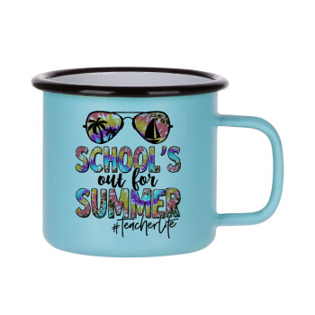 School's Out For Summer Teacher Life, Κούπα Μεταλλική εμαγιέ ΜΑΤ σιέλ 360ml