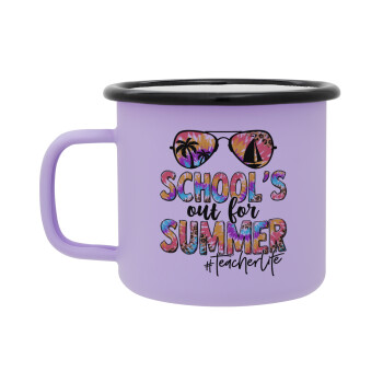 School's Out For Summer Teacher Life, Κούπα Μεταλλική εμαγιέ ΜΑΤ Light Pastel Purple 360ml
