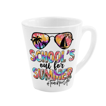 School's Out For Summer Teacher Life, Κούπα κωνική Latte Λευκή, κεραμική, 300ml