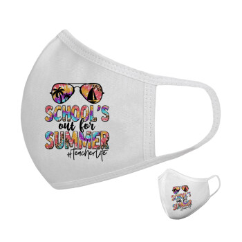School's Out For Summer Teacher Life, Μάσκα υφασμάτινη υψηλής άνεσης παιδική (Δώρο πλαστική θήκη)