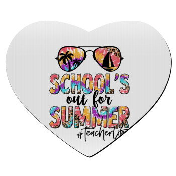 School's Out For Summer Teacher Life, Mousepad heart 23x20cm