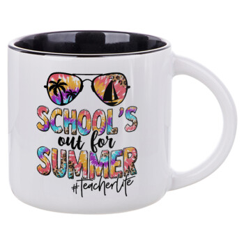 School's Out For Summer Teacher Life, Κούπα κεραμική 400ml Λευκή/Μαύρη