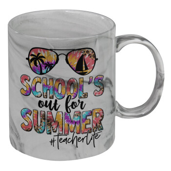 School's Out For Summer Teacher Life, Mug ceramic marble style, 330ml
