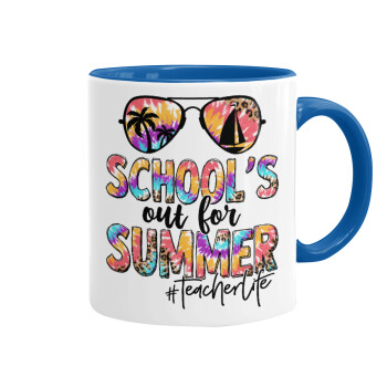 School's Out For Summer Teacher Life, Κούπα χρωματιστή μπλε, κεραμική, 330ml