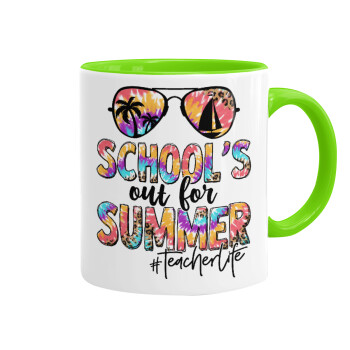 School's Out For Summer Teacher Life, Κούπα χρωματιστή βεραμάν, κεραμική, 330ml