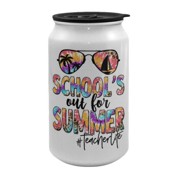 School's Out For Summer Teacher Life, Κούπα ταξιδιού μεταλλική με καπάκι (tin-can) 500ml