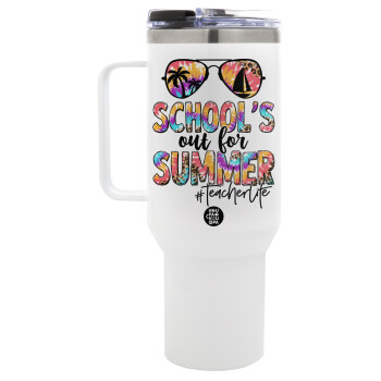 School's Out For Summer Teacher Life, Mega Stainless steel Tumbler with lid, double wall 1,2L