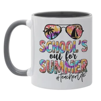 School's Out For Summer Teacher Life, Κούπα χρωματιστή γκρι, κεραμική, 330ml