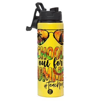 School's Out For Summer Teacher Life, Μεταλλικό παγούρι νερού με καπάκι ασφαλείας, αλουμινίου 850ml