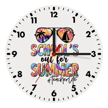 School's Out For Summer Teacher Life, Wooden wall clock (20cm)