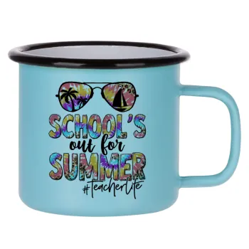 School's Out For Summer Teacher Life, Κούπα Μεταλλική εμαγιέ ΜΑΤ σιέλ 360ml