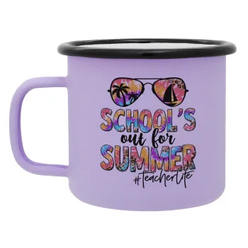 School's Out For Summer Teacher Life, Κούπα Μεταλλική εμαγιέ ΜΑΤ Light Pastel Purple 360ml