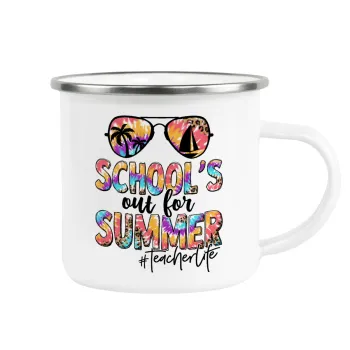 School's Out For Summer Teacher Life, Κούπα Μεταλλική εμαγιέ λευκη 360ml