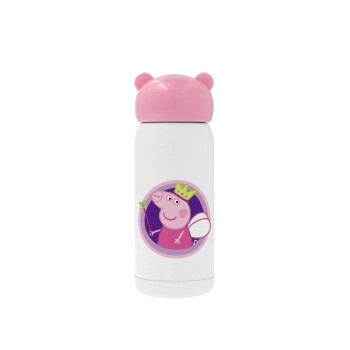Peppa pig Queen, Ροζ ανοξείδωτο παγούρι θερμό (Stainless steel), 320ml
