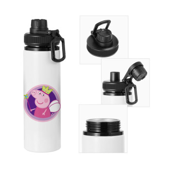 Peppa pig Queen, Metal water bottle with safety cap, aluminum 850ml