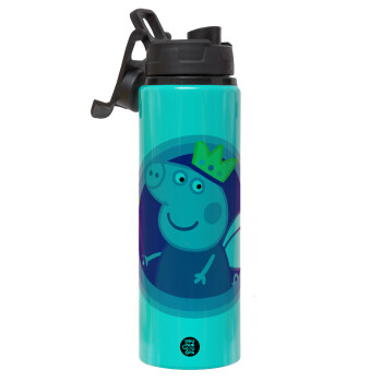 Peppa pig Queen, Metallic water bottle with safety lid, 850ml aluminum