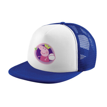 Peppa pig Queen, Καπέλο Soft Trucker με Δίχτυ Blue/White 