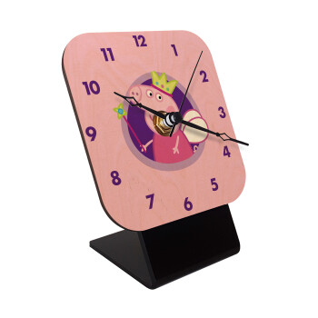 Peppa pig Queen, Quartz Table clock in natural wood (10cm)