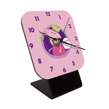 Peppa pig Queen, Επιτραπέζιο ρολόι ξύλινο με δείκτες (10cm)