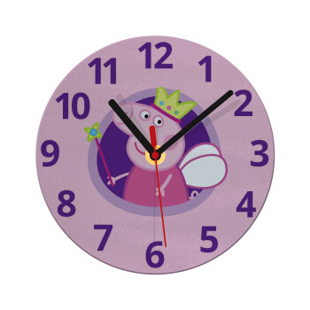 Peppa pig Queen, Ρολόι τοίχου γυάλινο (20cm)
