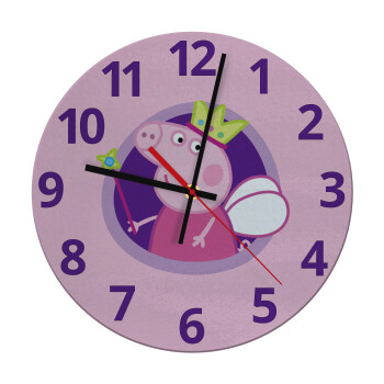 Peppa pig Queen, Ρολόι τοίχου γυάλινο (30cm)