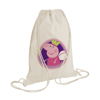 Peppa pig Queen, Backpack bag GYMBAG natural (28x40cm)