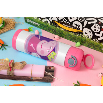 Peppa pig Queen, Πασχαλινή Λαμπάδα με Παιδικό παγούρι θερμό, ανοξείδωτο, με καλαμάκι ασφαλείας, ΡΟΖ (500ml)