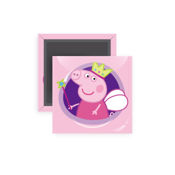 Peppa pig Queen, Μαγνητάκι ψυγείου τετράγωνο διάστασης 5x5cm