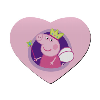 Peppa pig Queen, Mousepad καρδιά 23x20cm