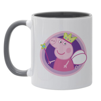 Peppa pig Queen, Κούπα χρωματιστή γκρι, κεραμική, 330ml