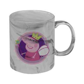 Peppa pig Queen, Κούπα κεραμική, marble style (μάρμαρο), 330ml