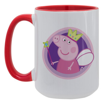 Peppa pig Queen, Κούπα Mega 15oz, κεραμική Κόκκινη, 450ml