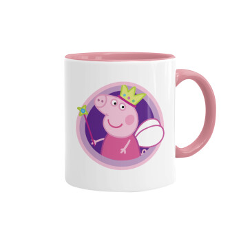 Peppa pig Queen, Κούπα χρωματιστή ροζ, κεραμική, 330ml